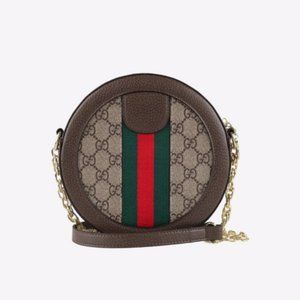 NWT BeigeEbony GG Mini Round Shoulder Bag                  size 9W x 7H x 2D